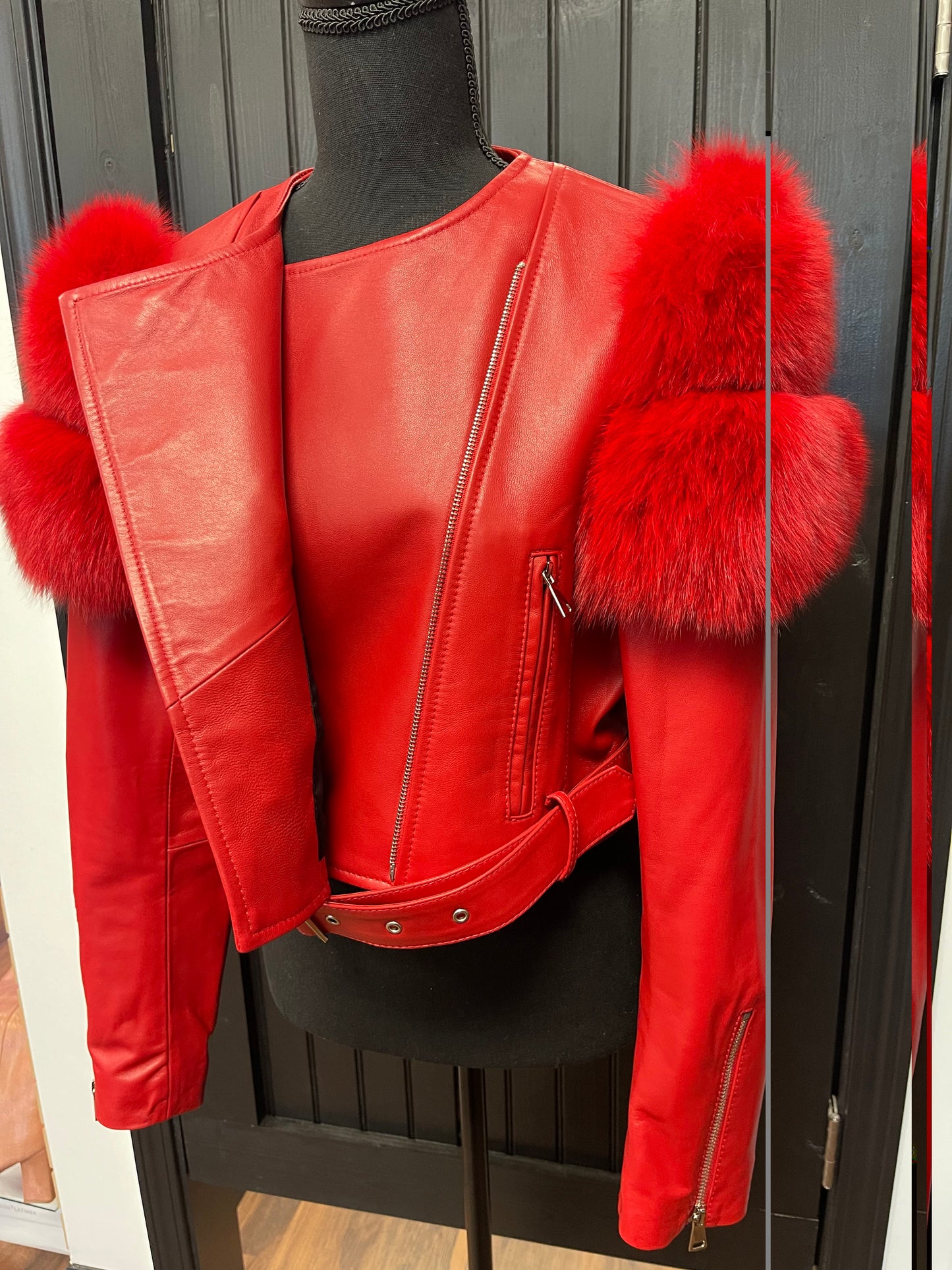 Madonna & Co Leather & Fox Moto Jacket